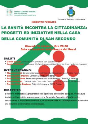 INCONTRO PUBBLICO PROGETTI E INIZIATIVE NELLA CASA DELLA COMUNITA' DI SAN SECONDO